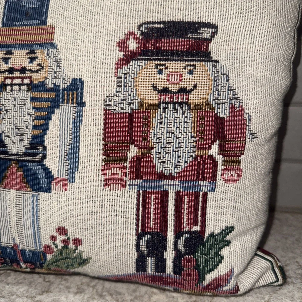 Nutcracker Tapestry Accent Throw Decorative Pillow Christmas Holiday 15X11 In